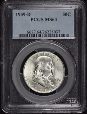 Obverse of this 1959-D Franklin Half Dollar PCGS MS-64