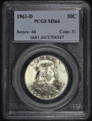 Obverse of this 1961-D Franklin Half Dollar PCGS MS-64
