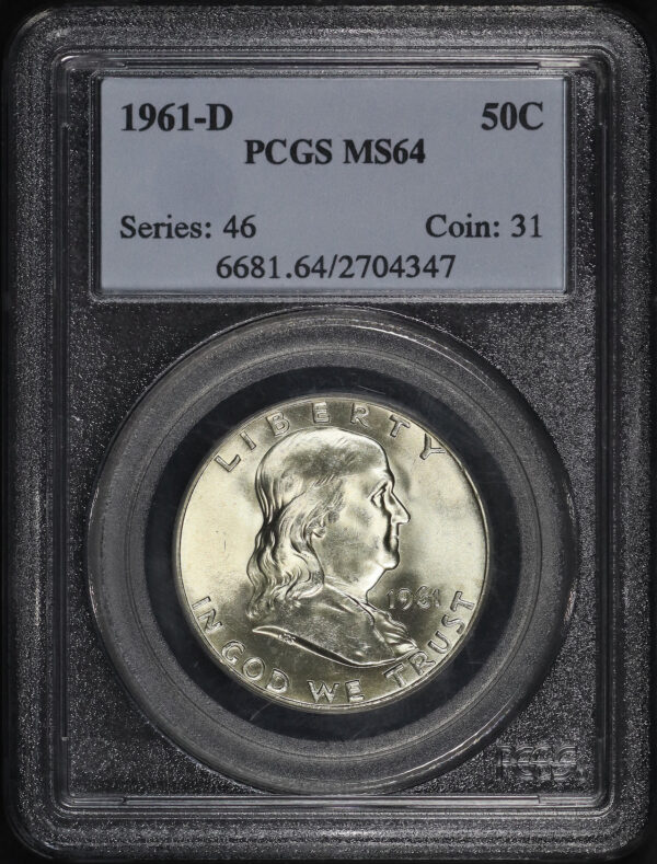 Obverse of this 1961-D Franklin Half Dollar PCGS MS-64