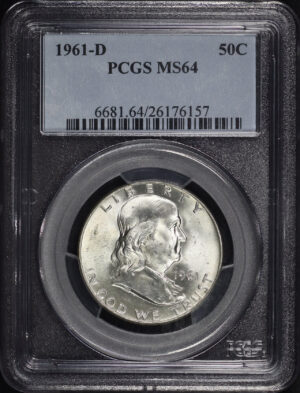 Obverse of this 1961-D Franklin Half Dollar PCGS MS-64