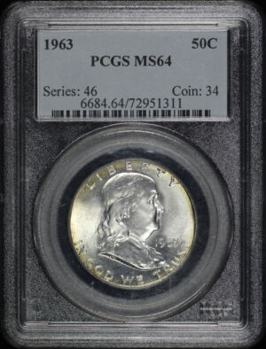 Obverse of this 1963 Franklin Half Dollar PCGS MS-64