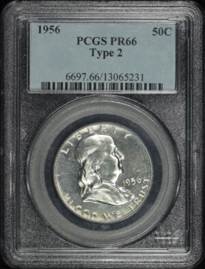 Obverse of this 1956 Type 2 Franklin Half Dollar PCGS PR-66