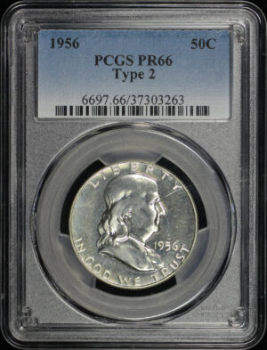 Obverse of this 1956 Franklin Half Dollar Type 2 PCGS PR-66