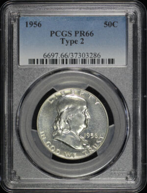 Obverse of this 1956 Franklin Half Dollar Type 2 PCGS PR-66