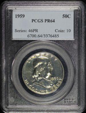 Obverse of this 1959 Franklin Half Dollar PCGS PR-64
