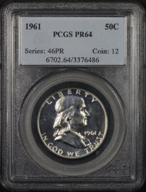 Obverse of this 1961 Franklin Half Dollar PCGS PR-64