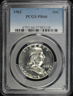 Obverse of this 1962 Franklin Half Dollar PCGS PR-66