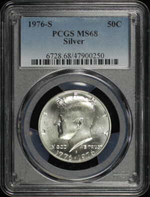 Obverse of this 1976-S Kennedy Half Dollar Silver PCGS MS-68