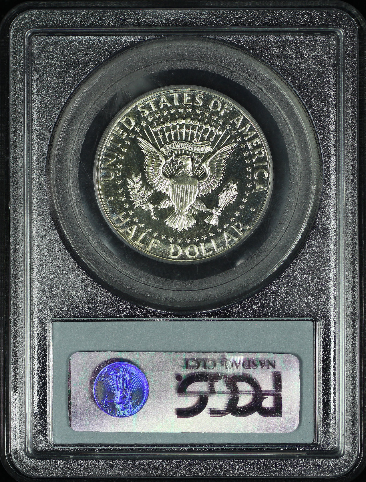Reverse of this 1964 Accented Hair Kennedy Half Dollar PCGS PR-66