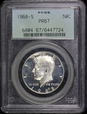 Obverse of this 1968-S Kennedy Half Dollar PCGS PR-67