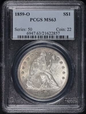 Obverse of this 1859-O Liberty Seated Dollar PCGS MS-63