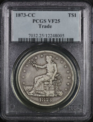 Obverse of this 1873-CC Trade Dollar PCGS VF-25