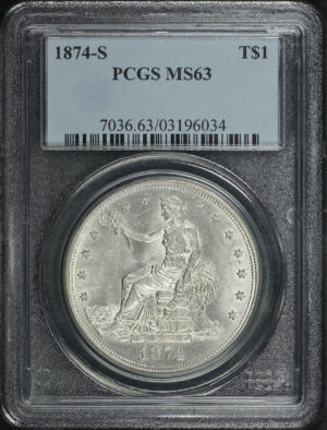 Obverse of this 1874-S Trade Dollar PCGS MS-63