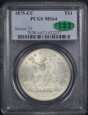 Obverse of this 1875-CC Trade Dollar PCGS MS-64 CAC