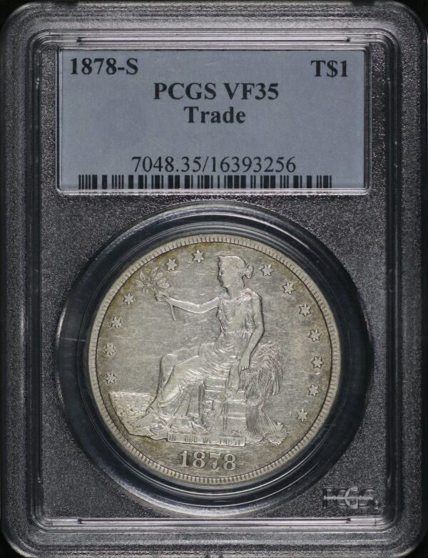 Obverse of this 1878-S Trade Dollar PCGS VF-35