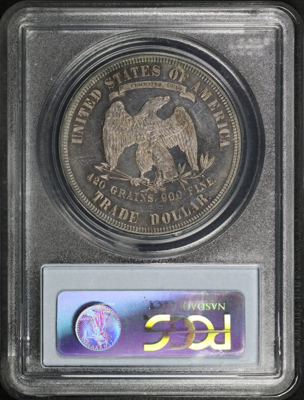 Reverse of this 1882 Trade Dollar PCGS PR-63 CAC