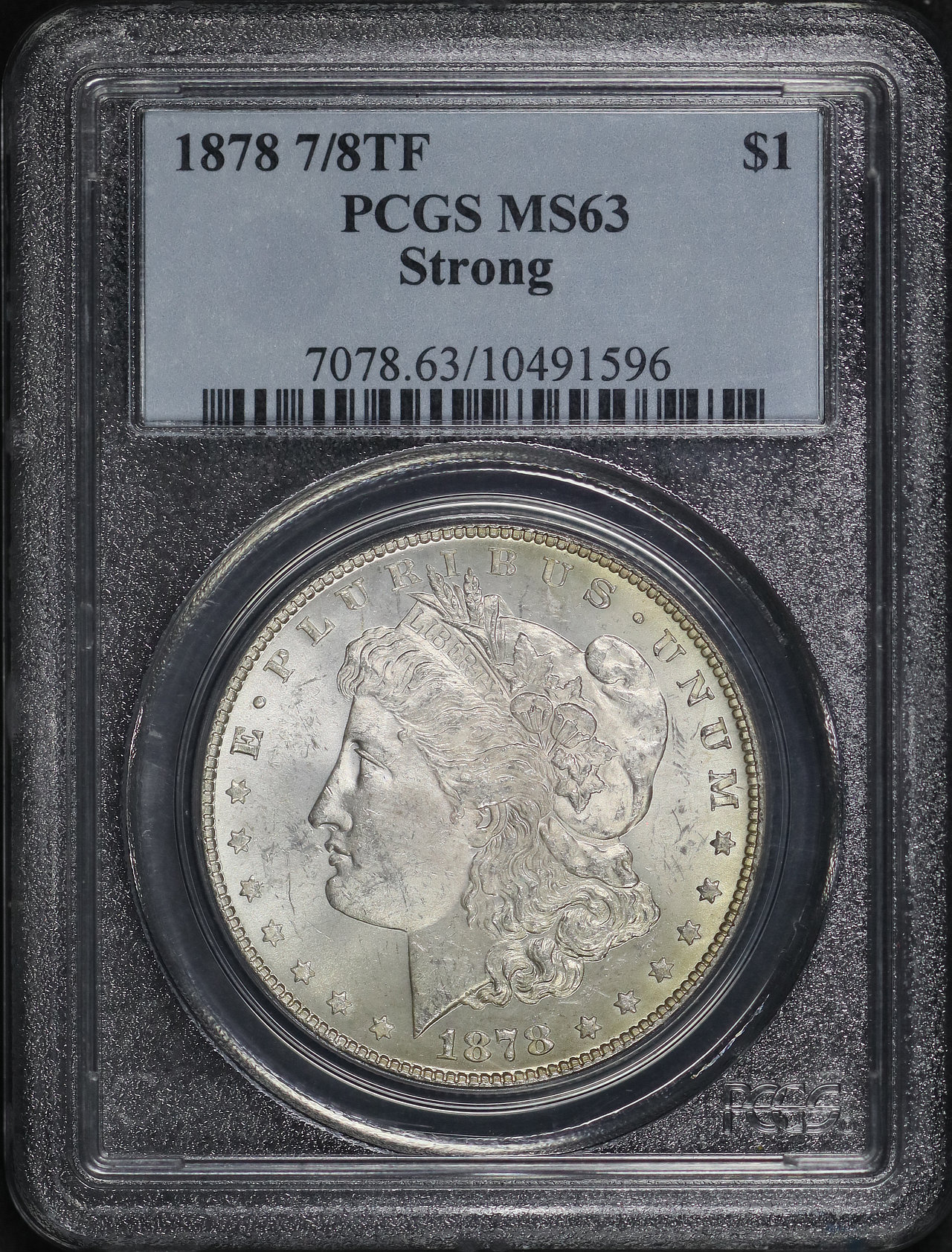 Obverse of this 1878 7/8TF Strong Morgan Dollar PCGS MS-63