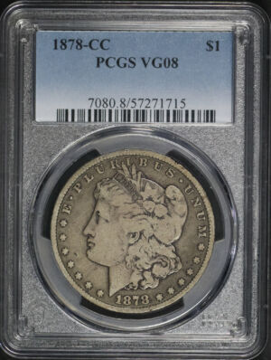 Obverse of this 1878-CC Morgan Dollar PCGS VG-08