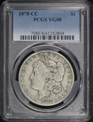 Obverse of this 1878-CC Morgan Dollar PCGS VG-08