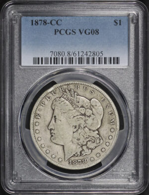 Obverse of this 1878-CC Morgan Dollar PCGS VG-08