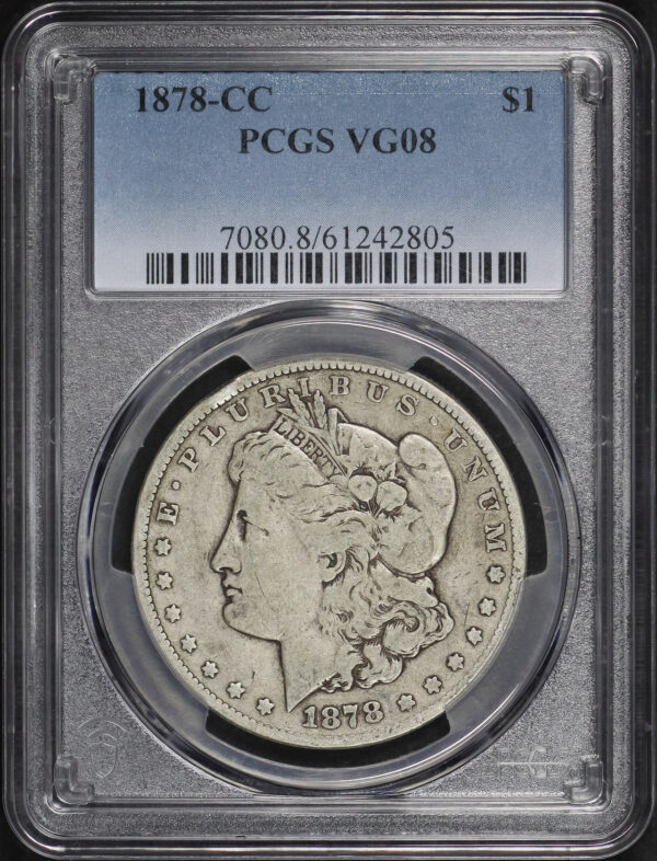 Obverse of this 1878-CC Morgan Dollar PCGS VG-08