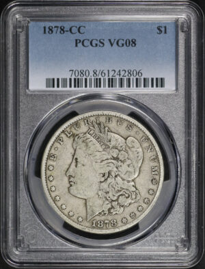 Obverse of this 1878-CC Morgan Dollar PCGS VG-08