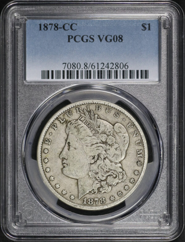 Obverse of this 1878-CC Morgan Dollar PCGS VG-08