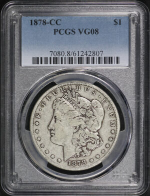 Obverse of this 1878-CC Morgan Dollar PCGS VG-08