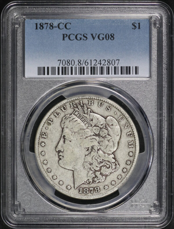 Obverse of this 1878-CC Morgan Dollar PCGS VG-08