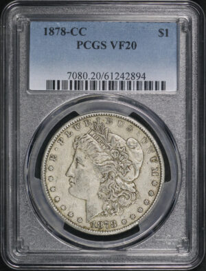Obverse of this 1878-CC Morgan Dollar PCGS VF-20