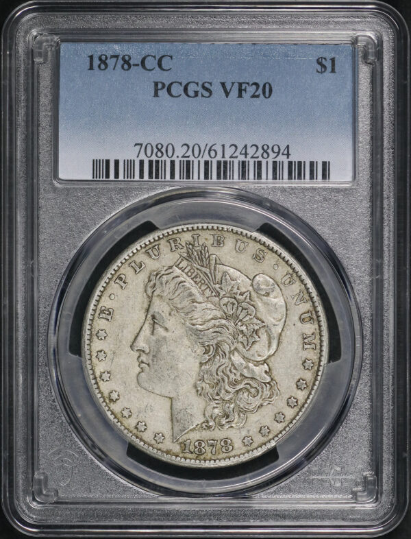 Obverse of this 1878-CC Morgan Dollar PCGS VF-20