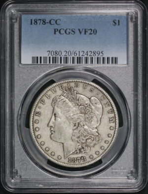 Obverse of this 1878-CC Morgan Dollar PCGS VF-20