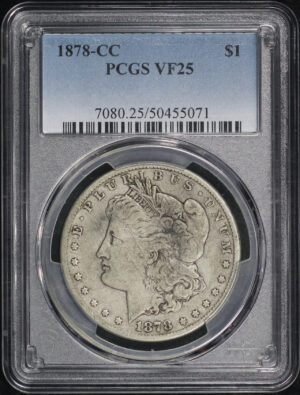 Obverse of this 1878-CC Morgan Dollar PCGS VF-25