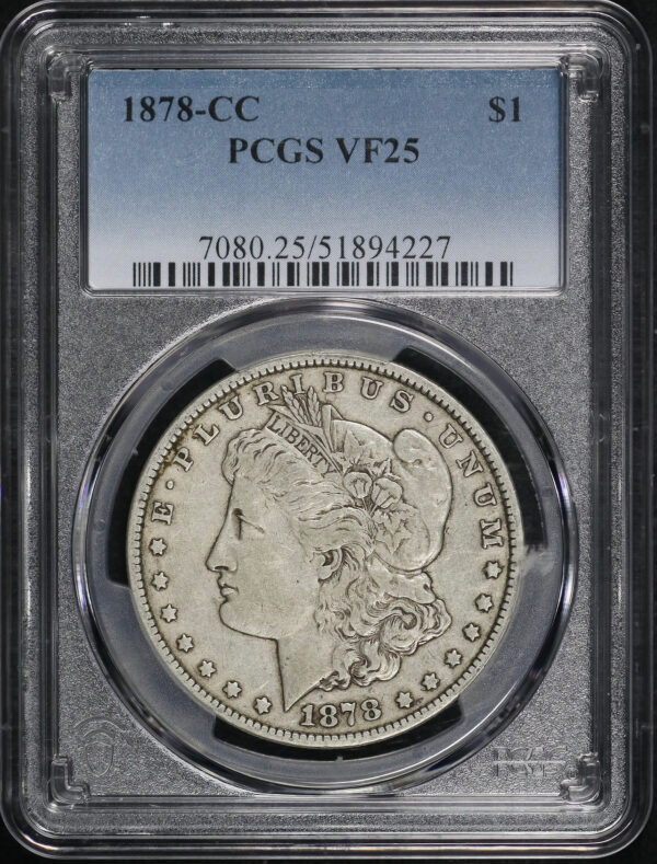 Obverse of this 1878-CC Morgan Dollar PCGS VF-25