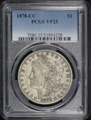 Obverse of this 1878-CC Morgan Dollar PCGS VF-25