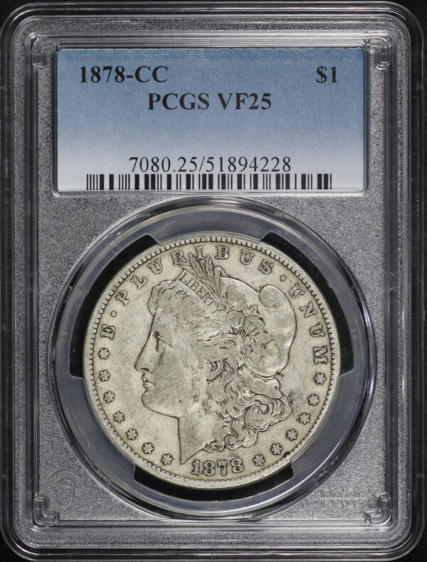 Obverse of this 1878-CC Morgan Dollar PCGS VF-25