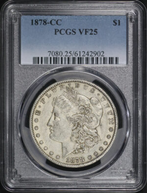 Obverse of this 1878-CC Morgan Dollar PCGS VF-25