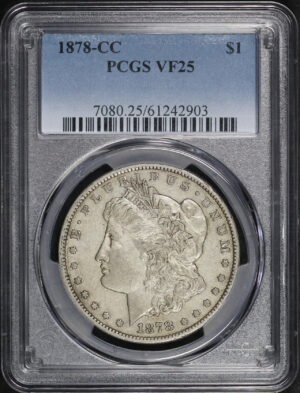 Obverse of this 1878-CC Morgan Dollar PCGS VF-25