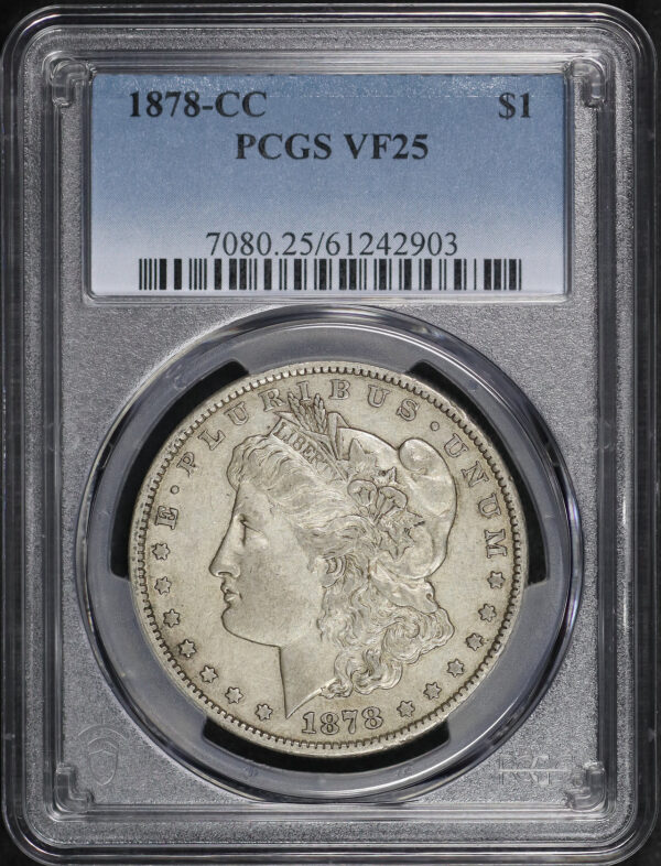 Obverse of this 1878-CC Morgan Dollar PCGS VF-25