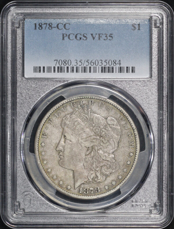 Obverse of this 1878-CC Morgan Dollar PCGS VF-35