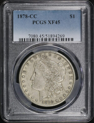 Obverse of this 1878-CC Morgan Dollar PCGS XF-45