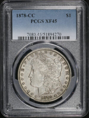 Obverse of this 1878-CC Morgan Dollar PCGS XF-45