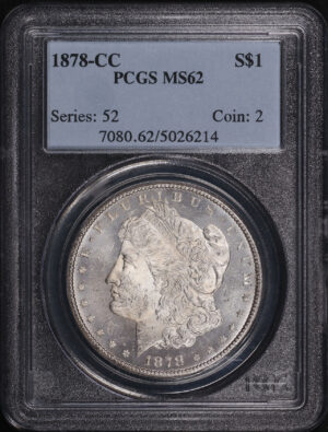 Obverse of this 1878-CC Morgan Dollar PCGS MS-62