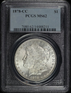 Obverse of this 1878-CC Morgan Dollar PCGS MS-62