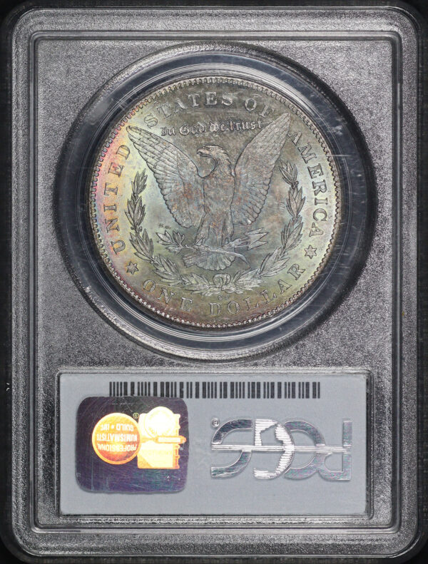 Reverse of this 1878-CC Morgan Dollar PCGS MS-63 – Blue, Green, & Violet Hue Reverse Toning