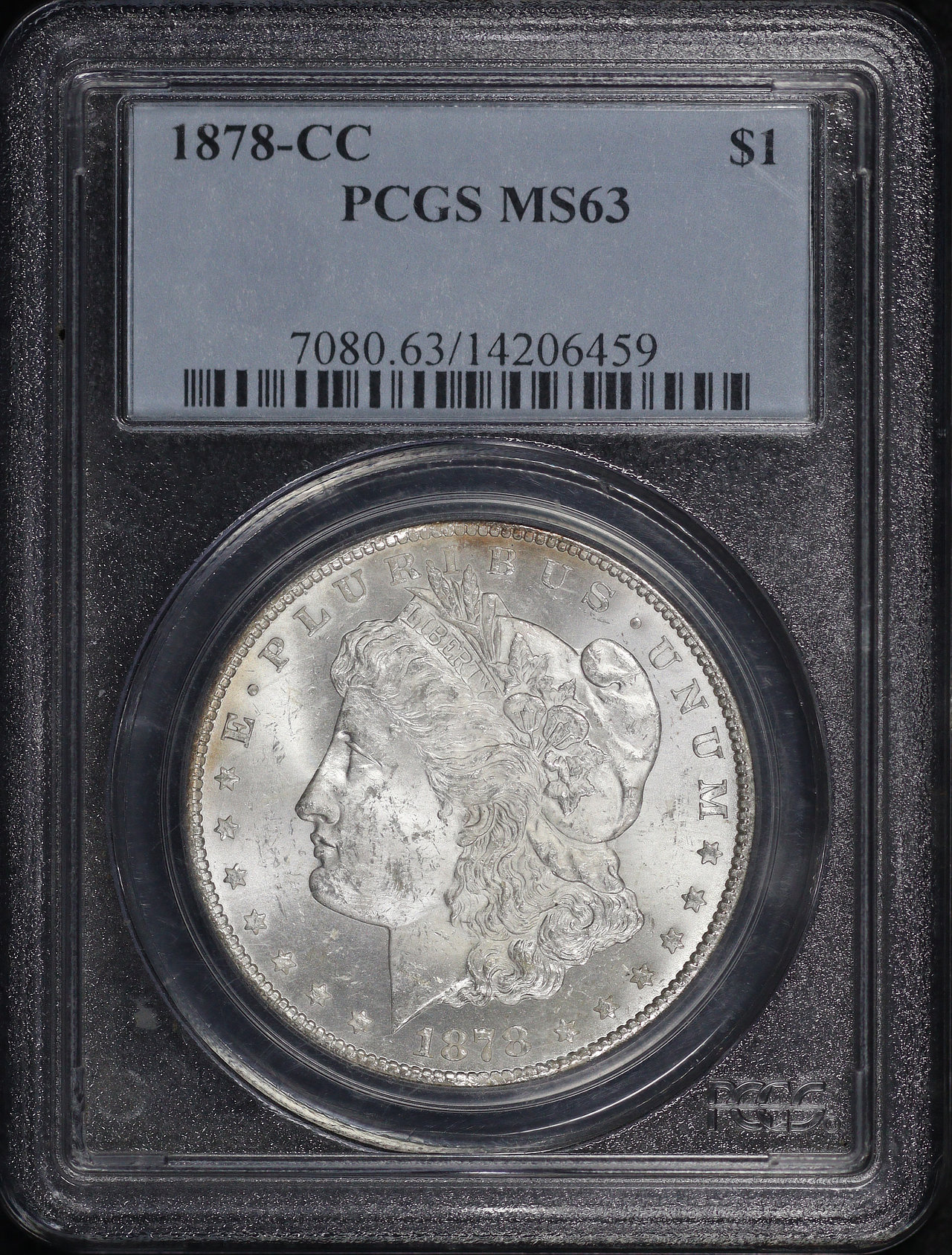Obverse of this 1878-CC Morgan Dollar PCGS MS-63