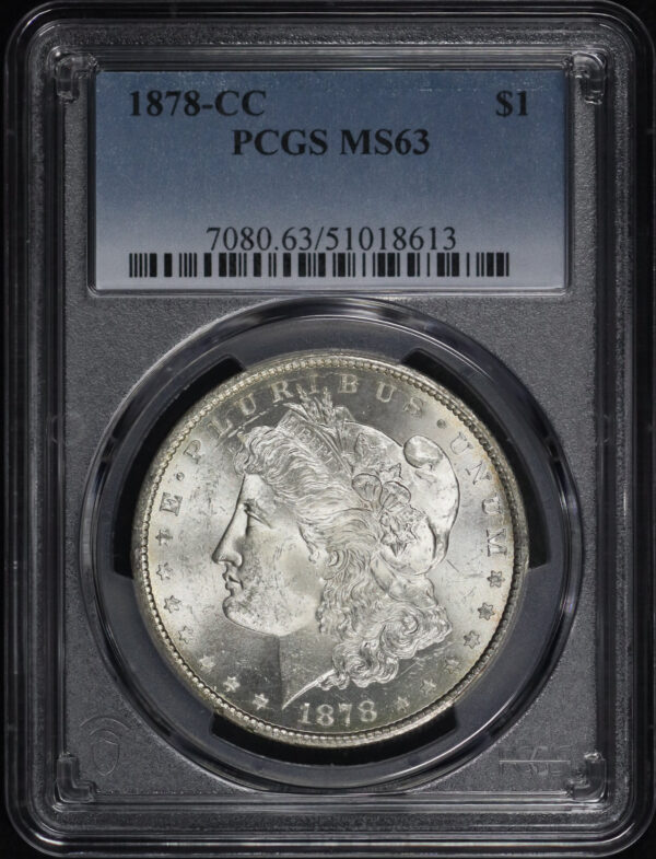 Obverse of this 1878-CC Morgan Dollar PCGS MS-63