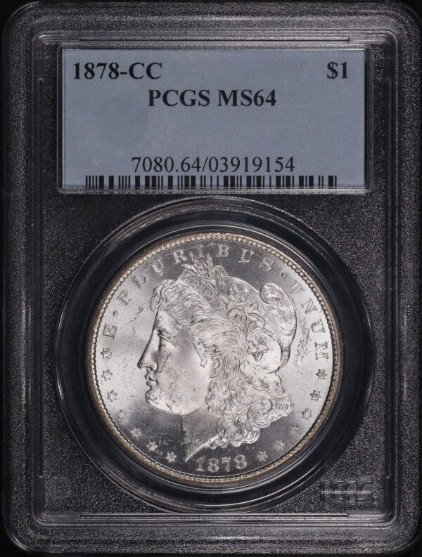 Obverse of this 1878-CC Morgan Dollar PCGS MS-64
