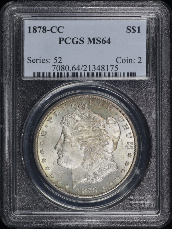 Obverse of this 1878-CC Morgan Dollar PCGS MS-64