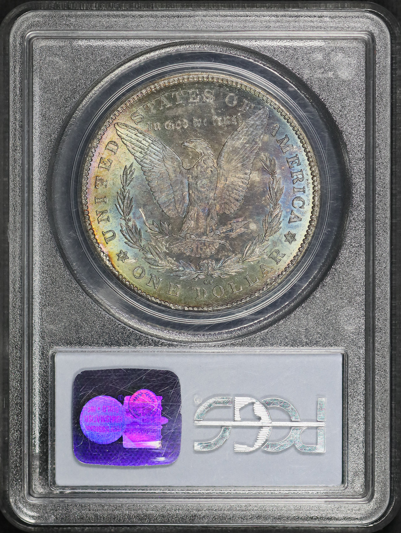 Reverse of this 1878-CC Morgan Dollar PCGS MS-64 Rainbow Toning